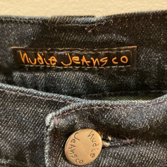 NUDIE Sz 32 Grim Tim Dry Navy Dips Colour Jeans - Picture 3 of 6